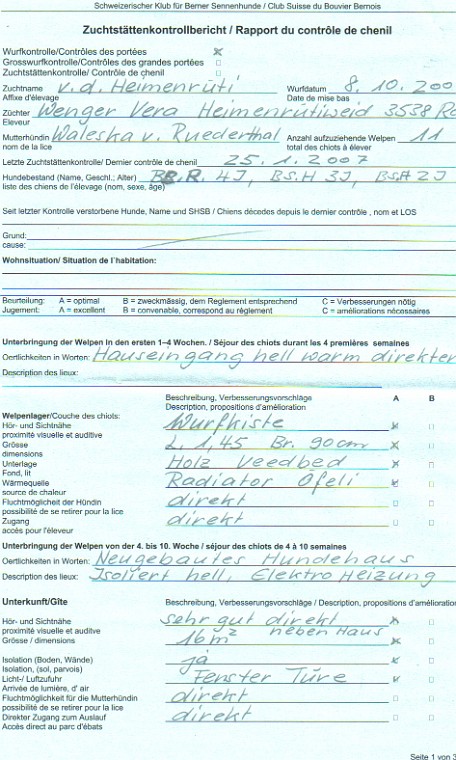 Zuchtstaettenkontrollbericht Seite 1